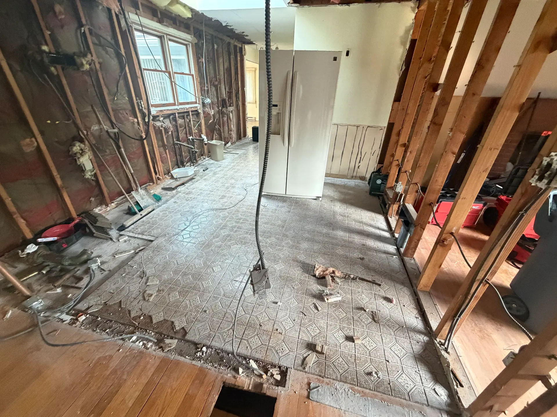 Flooring removal Before, 1600 sq ft light demolition in Oxford CT